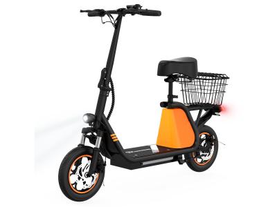 EVERCROSS ES2 Trottinette Electrique Pliable avec Si&egrave;ge & Panier arri&egrave;re , 400W Mode 3 Vitesses Double freins Ecran LCD Orange 