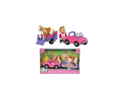 SMOBY EVI LOVE Poup&eacute;e 12cm avec Poney + Jeep Avec Remorque