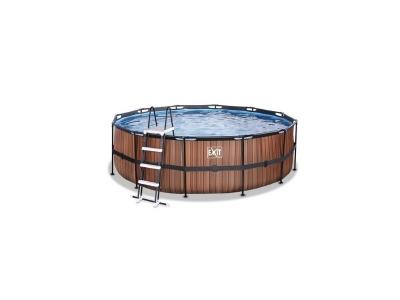 EXIT TOYS  - Piscine exit Wood &oslash;450x122cm avec pompe filtrante - marron
