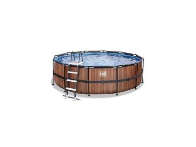 EXIT TOYS Piscine EXIT Wood &oslash;450x122cm avec pompe filtrante &agrave; sable - marron