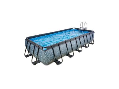 EXIT TOYS Piscine EXIT Stone 540x250x100cm avec pompe filtrante &agrave; sable - grise