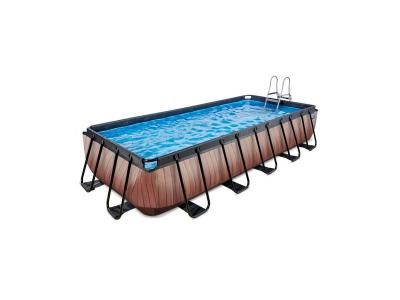 EXIT TOYS Piscine EXIT Wood 540x250x100cm avec pompe filtrante &agrave; sable - marron