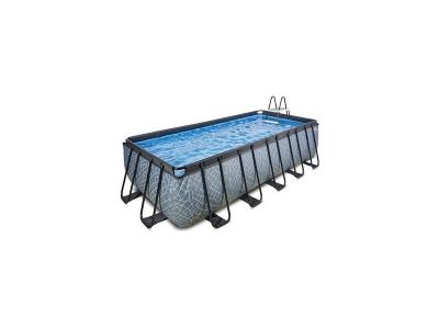 EXIT TOYS Piscine EXIT Stone 540x250x122cm avec pompe filtrante &agrave; sable - grise