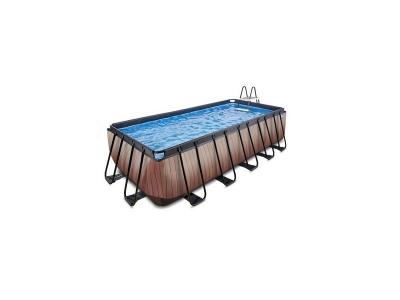 EXIT TOYS Piscine EXIT Wood 540x250x122cm avec pompe filtrante &agrave; sable - marron
