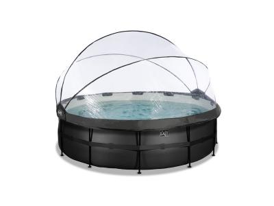 EXIT TOYS Piscine Black Leather &oslash;450x122cm avec pompe filtrante &agrave; sable et d&ocirc;me - noir