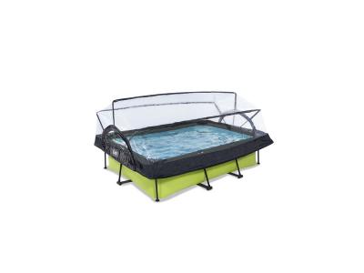 EXIT TOYS Piscine Lime 220x150x65cm avec pompe filtrante et d&ocirc;me - vert
