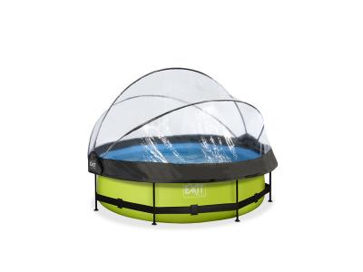 EXIT TOYS Piscine avec pompe filtrante et d&ocirc;me enfant  Lime 300 x 76 cm