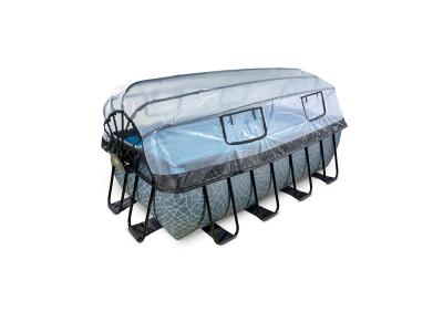 EXIT TOYS EXIT Piscine tubulaire Stone pompe &agrave; filtre sable et chaleur 12V d&ocirc;me 4x2x1,22 m