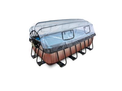 EXIT Piscine tubulaire Wood pompe &agrave; filtre sable et chaleur 12V d&ocirc;me 4x2x1,22 m