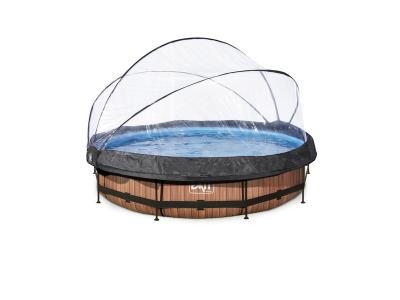 EXIT TOYS Exit piscine diametre 360x76cm (12v) wood marron + boitier 30.32.12.10
