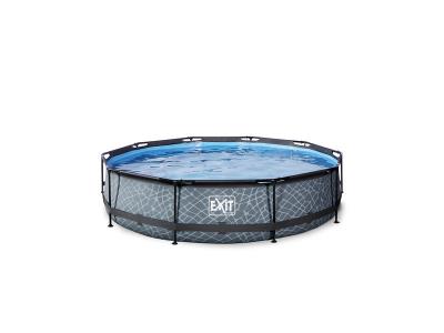 EXIT  Piscine tubulaire ronde Stone pompe &agrave; filtre &oslash;3,6x0,76 m gris