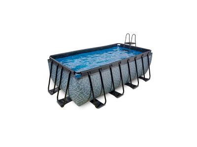 EXIT TOYS Piscine EXIT Stone 400x200x122cm avec pompe filtrante &agrave; sable - grise