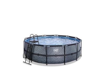 EXIT TOYS Piscine EXIT Stone &oslash;427x122cm avec pompe filtrante &agrave; sable - grise