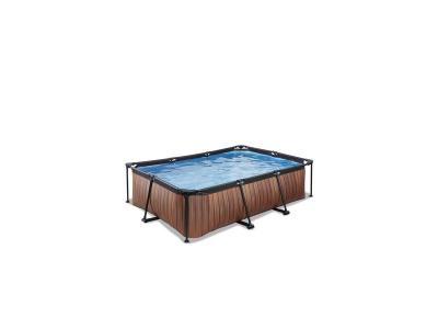EXIT TOYS Piscine wood 220x150x65cm avec pompe filtrante - marron