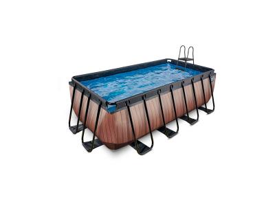EXIT TOYS Piscine EXIT Wood 400x200x122cm avec pompe filtrante &agrave; sable - marron
