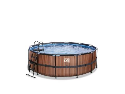 EXIT TOYS Piscine EXIT Wood &oslash;427x122cm avec pompe filtrante &agrave; sable - marron