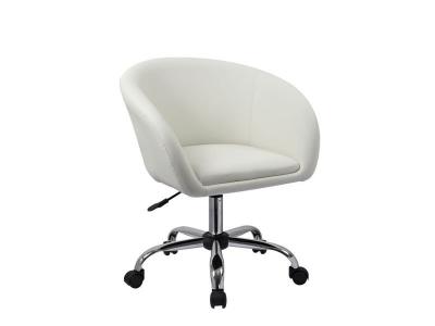 Fauteuil &agrave; roulette tabouret chaise de bureau blanc BUR09021