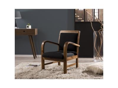 MACABANE  Fauteuil en teck et coton uni Scandi - Noir