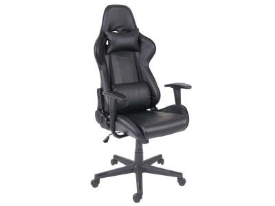 DECOSHOP26 Fauteuil chaise de bureau gamer sur roulettes mecanisme de bascule en similicuir noir