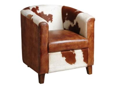 AUBRY GASPARD  - Fauteuil club en cuir et peau de vache