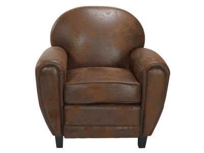 RENDEZ VOUS DECO Fauteuil vieilli en microfibre - Club - Marron