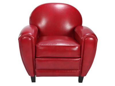 RENDEZ VOUS DECO Fauteuil en croute de cuir enduite - Club - Rouge