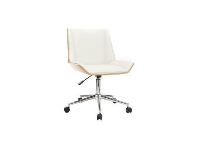 Miliboo - Fauteuil de bureau design blanc et bois clair MELKIOR