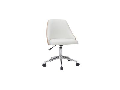 Miliboo - Fauteuil de bureau design blanc et bois clair QUINO