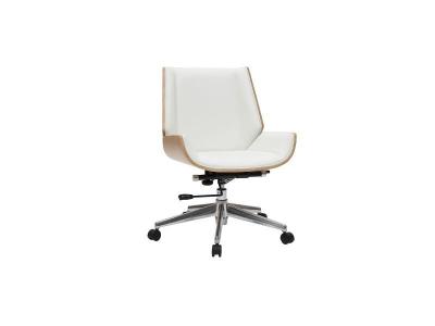 Fauteuil de bureau design bois clair et blanc curved