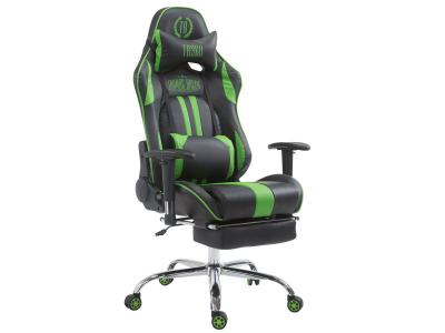 CLP TRADING Fauteuil de bureau gamer limit v2 en similicuir , noir / vert/avec repose-pieds