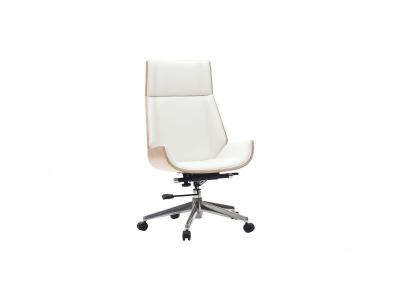 Miliboo - Fauteuil de bureau design bois clair et blanc CURVED