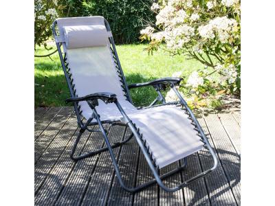 OVIALA  - Fauteuil de jardin pliant en acier taupe - Taupe