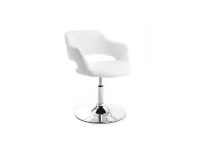 MILIBOO Fauteuil pivotant design blanc et acier chrom&eacute; jessy - Blanc