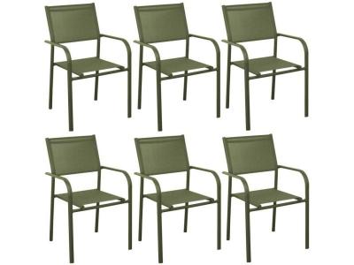 PROLOISIRS Alize - Fauteuil en aluminium Duca (Lot de 6) Vert - Vert