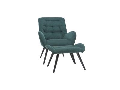 MILIBOO  - Fauteuil et repose-pieds design en velours c&ocirc;tel&eacute; vert ZOE