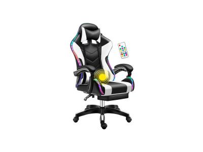 INOVALLEY Fauteuil GAMER Massant Bluetooth 4.0 Blanc/Noir 72 cm