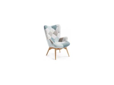 KAVE HOME Fauteuil Kody patchwork bleu - 