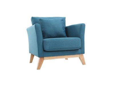 MILIBOO  Fauteuil scandinave d&eacute;houssable bleu canard et bois clair OSLO 