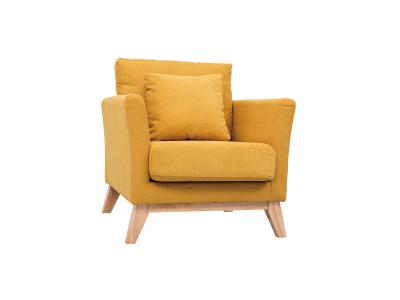 MILIBOO  - Fauteuil scandinave d&eacute;houssable jaune moutarde et bois clair OSLO