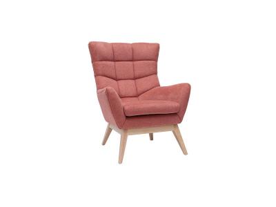 MILIBOO  - Fauteuil scandinave tissu effet velours textur&eacute; terracotta et bois BRODY