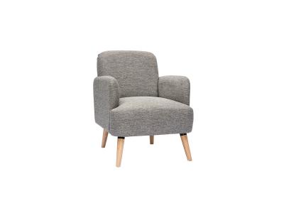 MILIBOO  Fauteuil scandinave en Tissu Gris Clair et Bois Clair ISKO