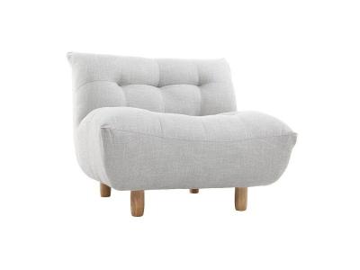 MILIBOO  Fauteuil scandinave en tissu gris clair et bois clair YUMI