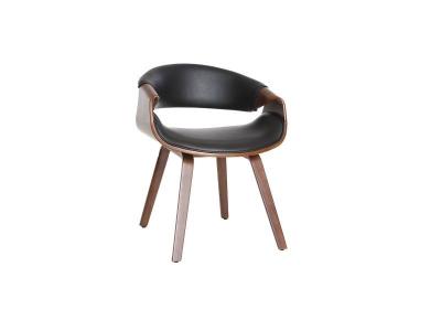 MILIBOO Fauteuil design noir et bois fonc&eacute; noyer ARAMIS L61xP52xH75