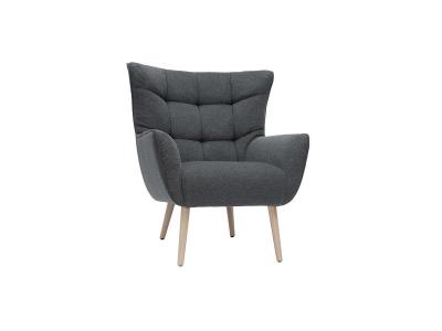 MILIBOO  - Fauteuil scandinave tissu effet velours textur&eacute; gris fonc&eacute; AVERY