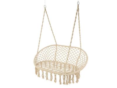 DLM DESIGN  Fauteuil Jardin Suspendu Duo Beige &agrave;&nbsp;Franges