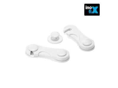 INOFIX  66513 Lot de 2 verrous de s&eacute;curit&eacute; avant Blanc 35 x 98 x 16 mm
