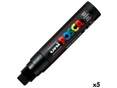 UNI BALL Uni-Ball Posca Extra Marqueur &agrave; bout cisel&eacute; Large - Noir (Lot de 5)