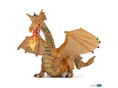 PAPO Figurine dragon or avec flamme  