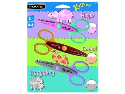 FISKARS  Ciseaux &agrave; cranter enfants - Assortiment, hippo, chameau, h&eacute;ri 