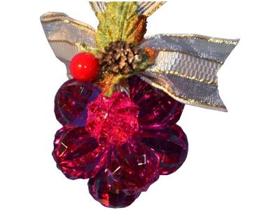 ATMOSPHERA  - Fleur de no&euml;l en acrylique 12 perles - Framboise